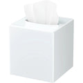 Asoricing Tissue Box Cover, Square Plastic Tissue Box Holder with Anti Slip Base, Modern Decor Facial Napkin Holder for Bathroom Vanity Countertop, Bedroom Dresser, White