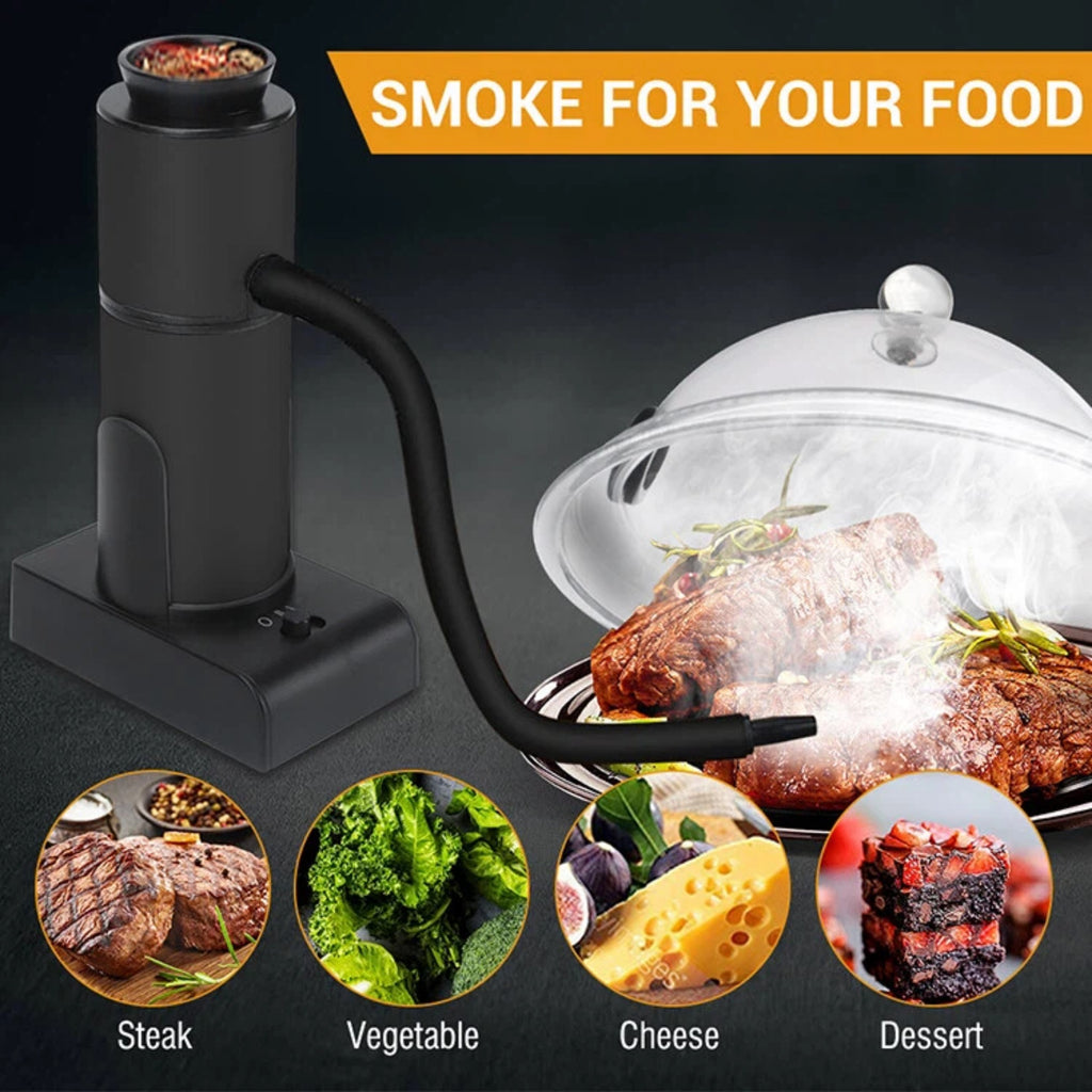 Asoricing Smoking Gun Food Smoker, Portable Handheld Smoke Infuser for Kitchen, Steak, Salmon, Cocktails, Molecular Gastronomy, Cold Smoke Generator, Black