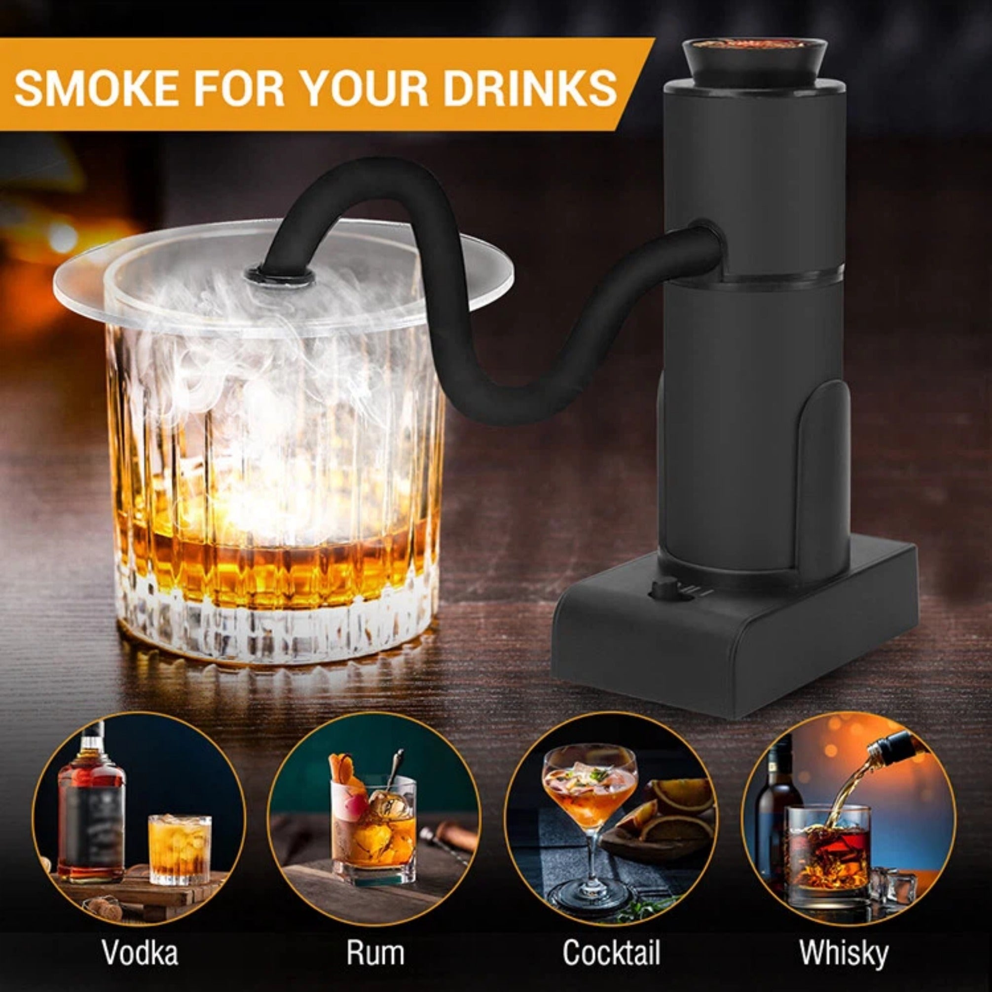Asoricing Smoking Gun Food Smoker, Portable Handheld Smoke Infuser for Kitchen, Steak, Salmon, Cocktails, Molecular Gastronomy, Cold Smoke Generator, Black