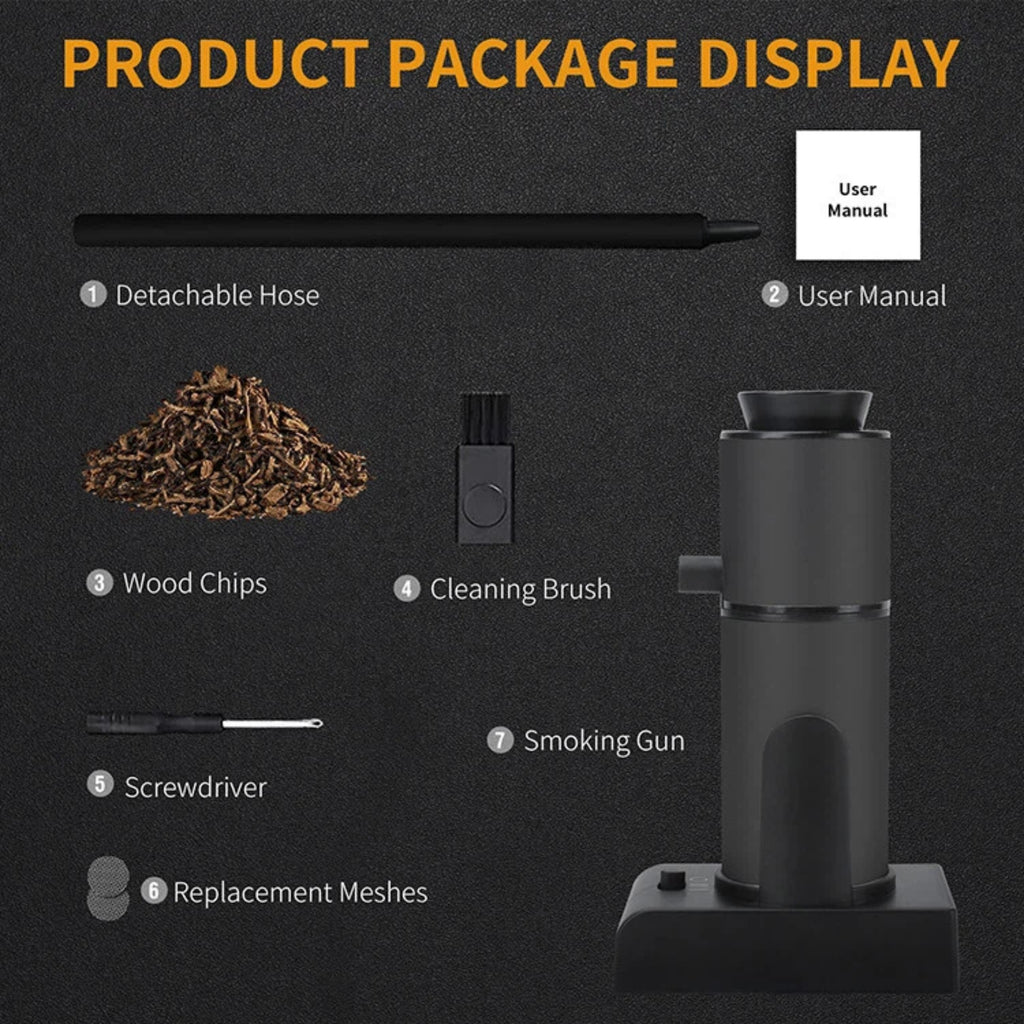 Asoricing Smoking Gun Food Smoker, Portable Handheld Smoke Infuser for Kitchen, Steak, Salmon, Cocktails, Molecular Gastronomy, Cold Smoke Generator, Black