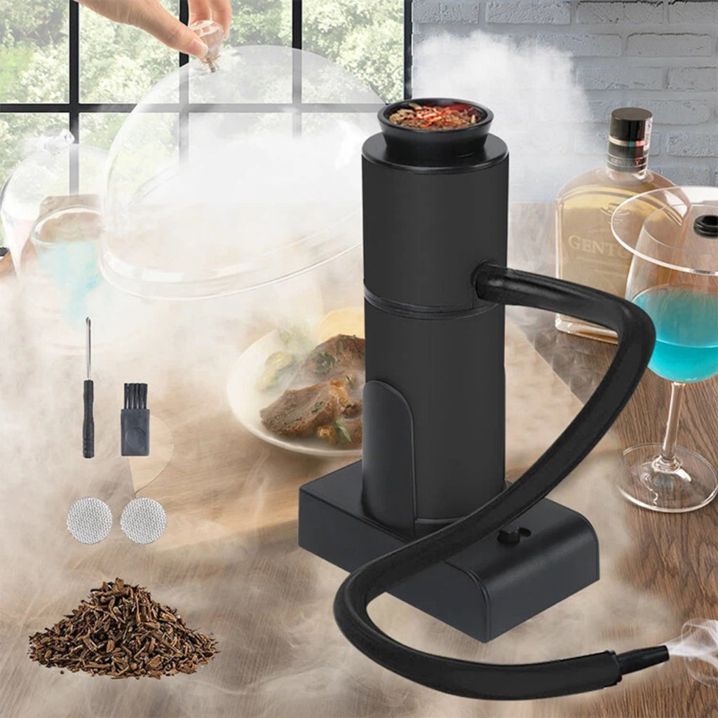 Asoricing Smoking Gun Food Smoker, Portable Handheld Smoke Infuser for Kitchen, Steak, Salmon, Cocktails, Molecular Gastronomy, Cold Smoke Generator, Black