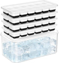 Asoricing Ice Cube Tray with Lid and Bin, 4 Pack Ice Trays for Freezer, Stackable Ice Bucket Kits with Storage Container for Kitchen, RV, Cocktail, Coffee (Black)