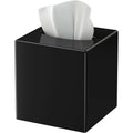 Asoricing Tissue Box Cover, Square Plastic Tissue Box Holder with Anti Slip Base, Modern Decor Facial Napkin Holder for Bathroom Vanity Countertop, Bedroom Dresser, Black