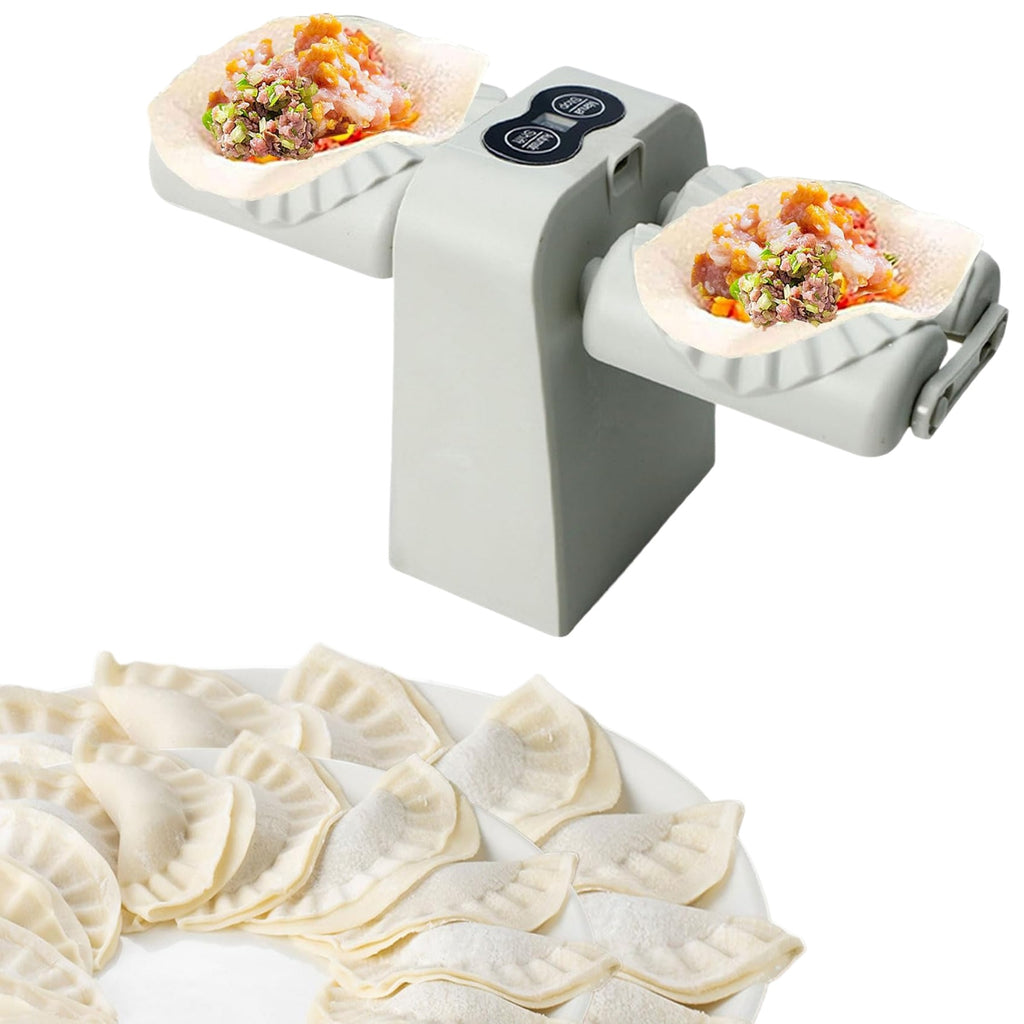 Asoricing Dual Head Dumpling Maker, Auto Press + LCD Timer, Home Kitchen, Quick Wrap, Water Brush