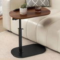 Asoricing C-Shaped Sofa Table, Swivel Side Table, Height Adjustable Couch Table for Bed & Living Room, Walnut & Black