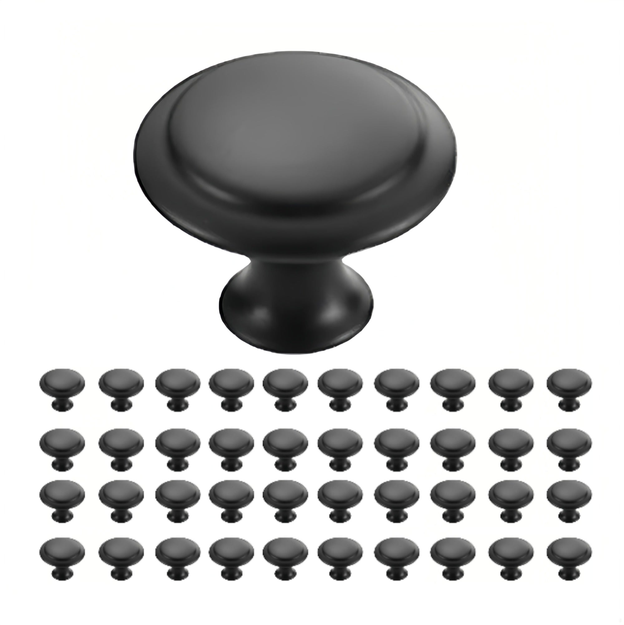 Asoricing Cabinet Handles, Kitchen Cabinet Handles, Round Thumb Single Hole Handle, Mushroom Head, Stainless Steel, A Set of 40 Pc, Black