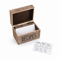 Asoricing Wood Recipe Box with 50 Recipe Cards, Rustic Wooden Recipe Box with Dividers and Conversion Card, Kitchen Counter Organizer