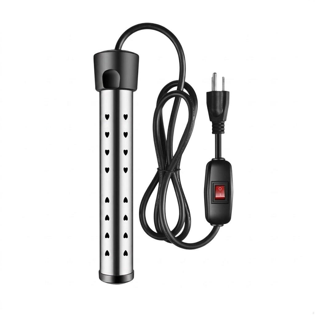 Asoricing Water Heater, 1500W Electric Water Heater, Stainless Steel Texture, Home and Office Travel Heater Suitable for Pools, Black