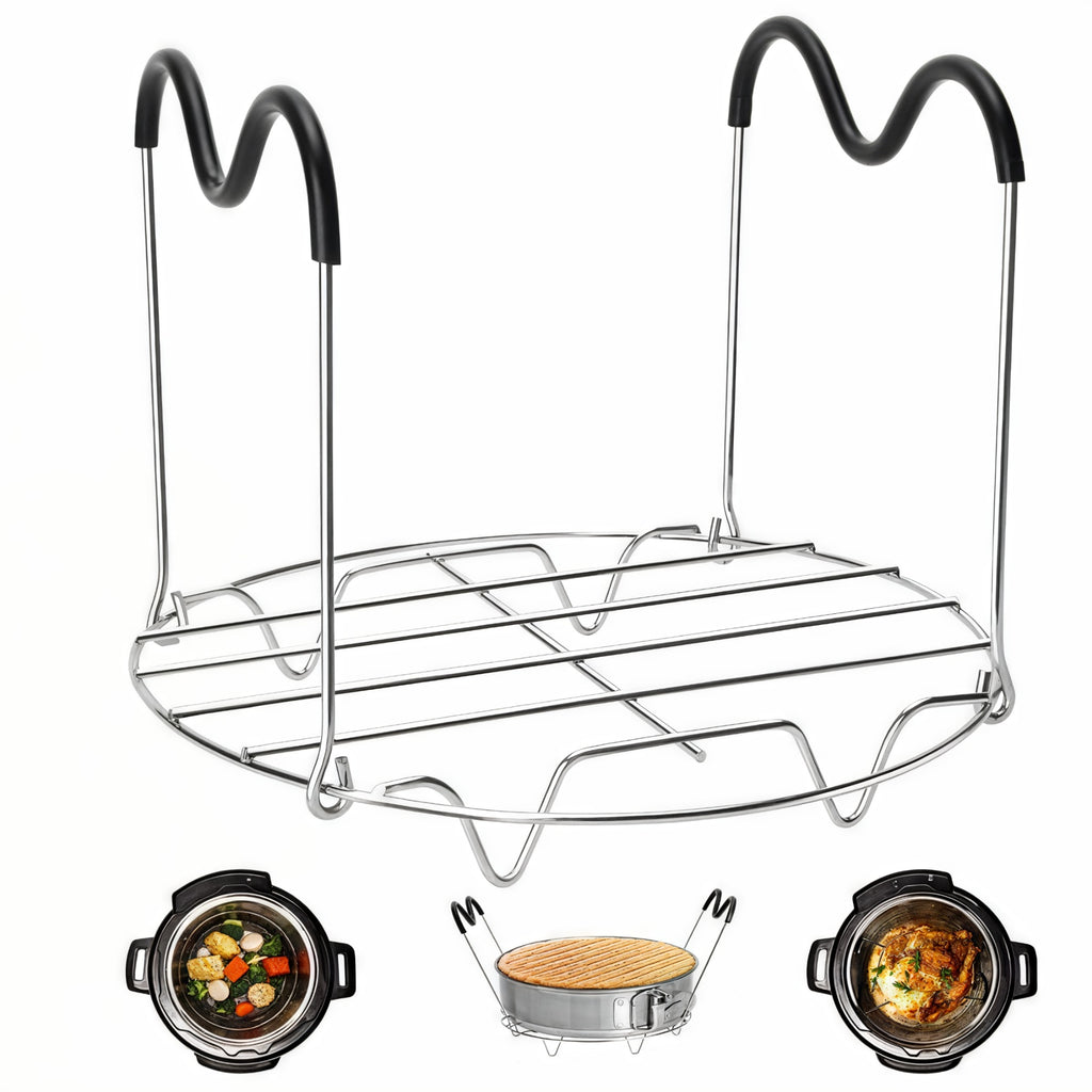 Asoricing 7.7" Stainless Steel Steamer Rack with Silicone Handles, Wire Steaming Tray Trivet for Pressure Cooker, Instant Pot & Air Fryer, for Veggies, Eggs & Meat, Dishwasher Safe