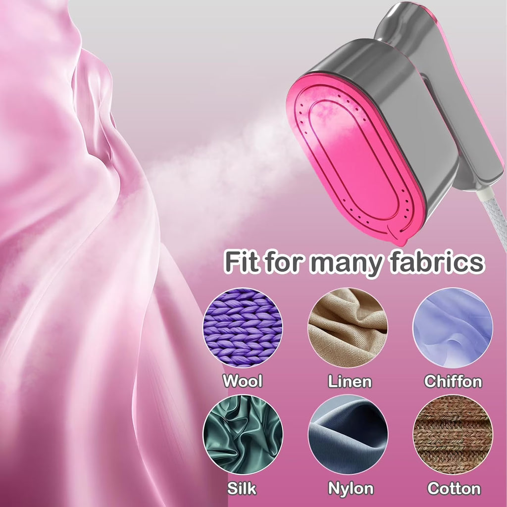 Asoricing Travel Steamer Iron for Clothes - Portable Ironing Machine Travel Small Size - Gray&Pink