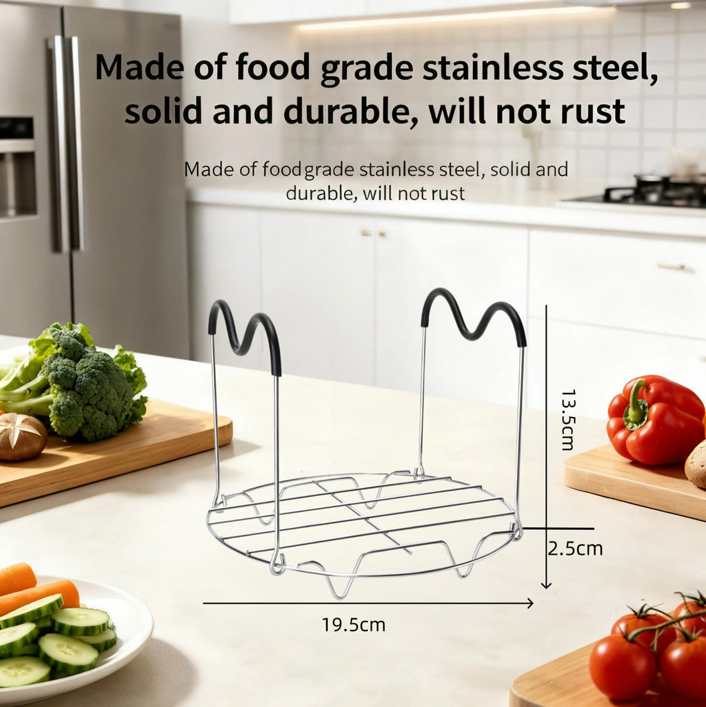 Asoricing 7.7" Stainless Steel Steamer Rack with Silicone Handles, Wire Steaming Tray Trivet for Pressure Cooker, Instant Pot & Air Fryer, for Veggies, Eggs & Meat, Dishwasher Safe