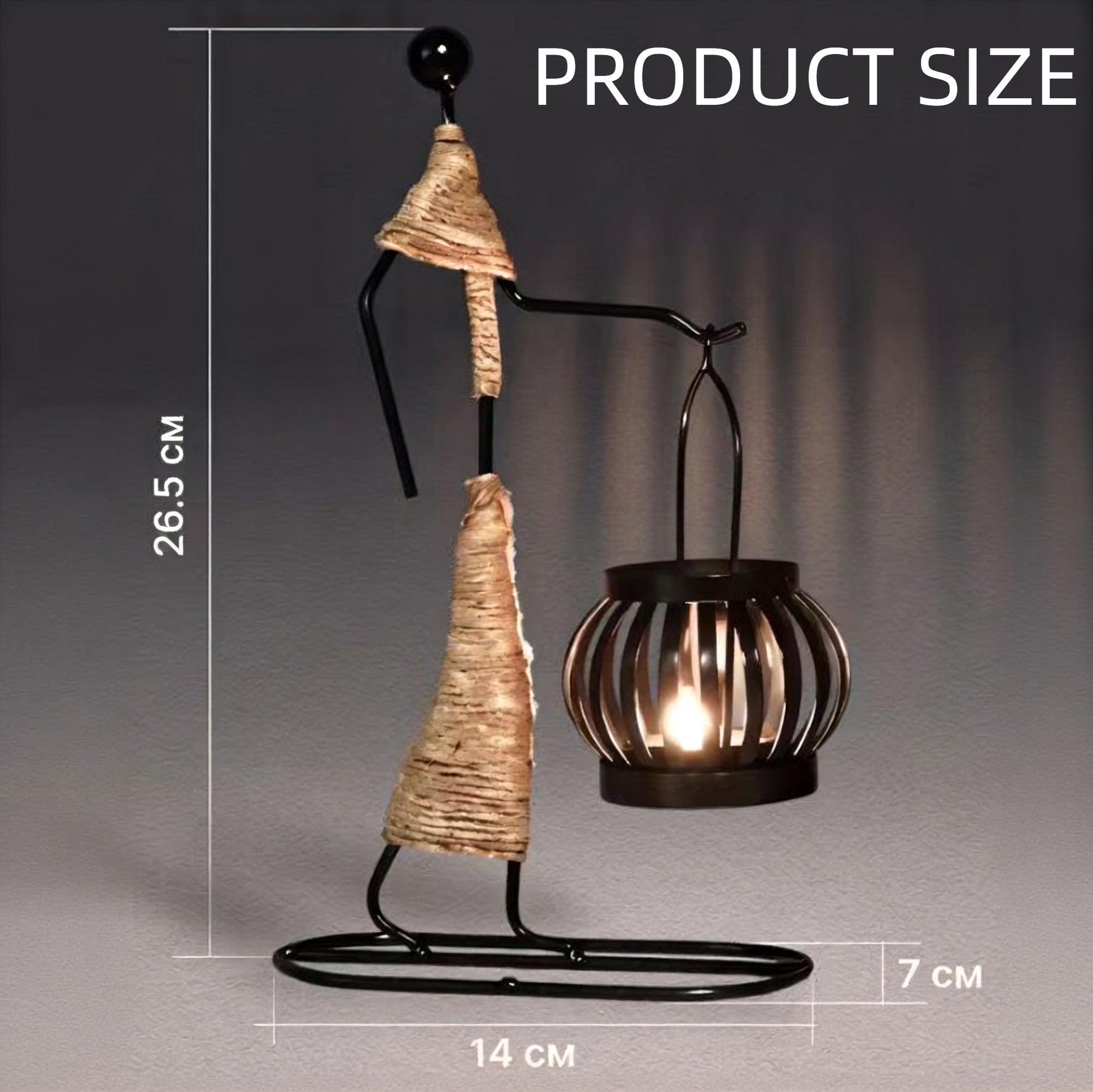 Asoricing Creative Candle Holder, Abstract Figure Metal Candlestick Stand with Lantern Basket for Table Centerpiece（A)