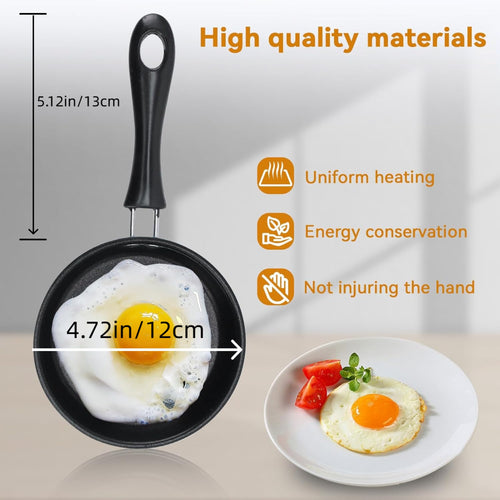 Asoricing 4.72in Nonstick Egg Pan, Mini Egg Frying Pan for Induction Cooktop and Gas Stove, Small Pancake Skillet for Single Egg, Thermal Oil Pot for Kitchen Cooking