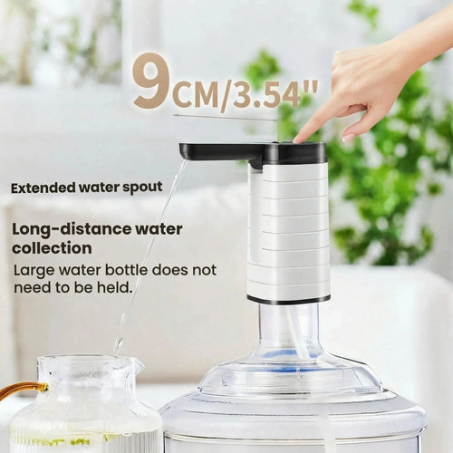 Asoricing Foldable Spout Electric Water Pump, 9CM Extension, Type-C Rechargeable, Universal Fit for 3-5 Gallon Bottles,White