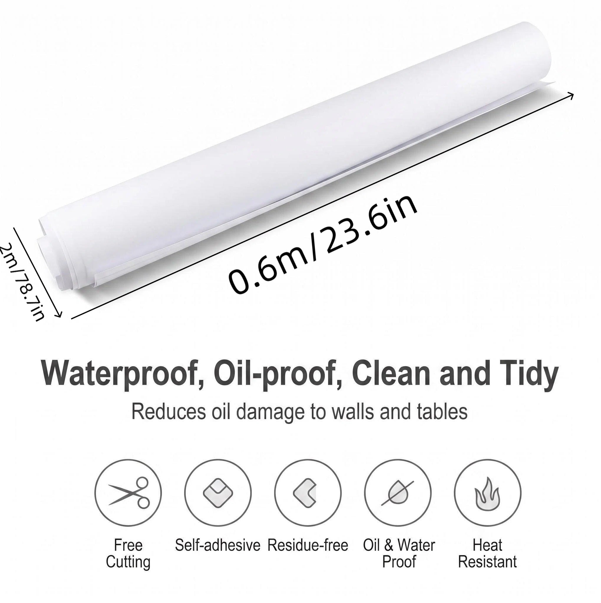 Asoricing Clear Contact Paper, Clear Wall Protector, Self-Adhesive, Kitchen Backsplash Wall Protector for Cupboard Doors, Walls, Kitchen, 23.6in X 6.56ft