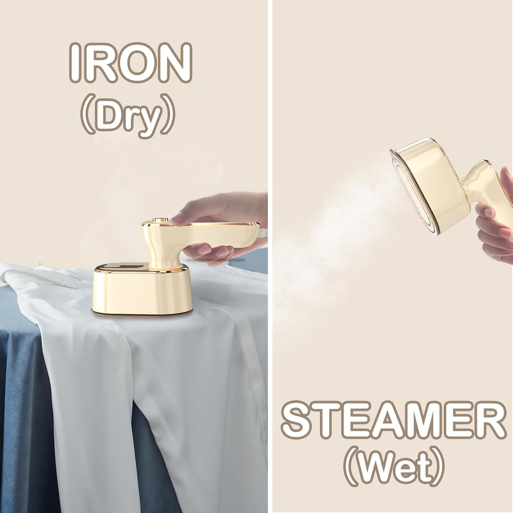 Asoricing Travel Steamer Iron for Clothes, Mini Portable Ironing Machine, Travel Small Size, Portable Steamer Travel College Dorm Home Essentials, Beige