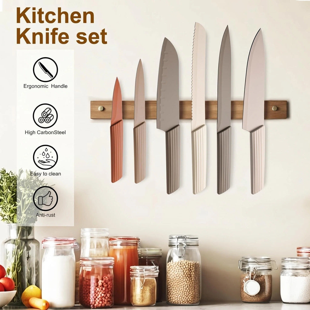 Asoricing Knife Set, Kitchen Utensils Set, Kitchen Essentials, with 6 Blade Guards, 13-Piece Set, PP Handle Anti-Slip, Sturdy and Durable
