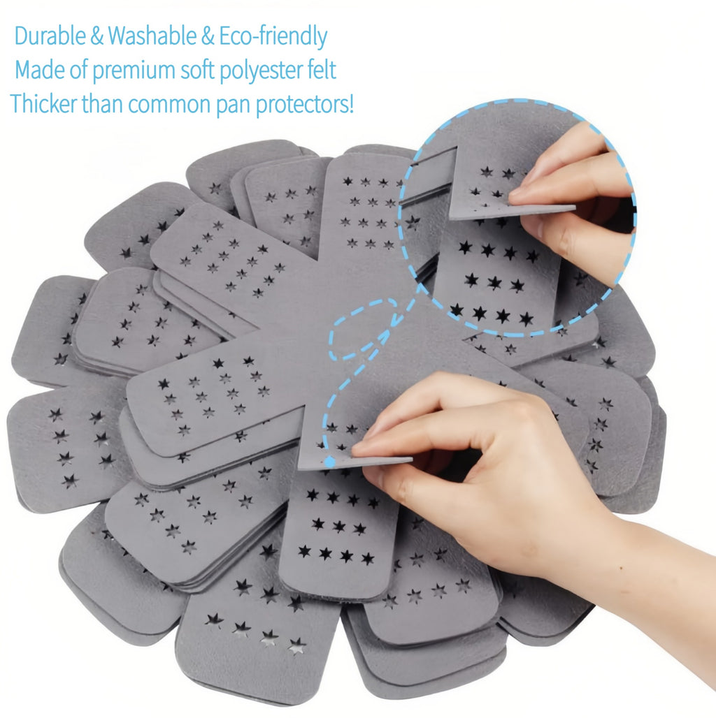 Asoricing 12-Pack Felt Pan Protectors, Thick Non-Scratch Cookware Divider Pads for Pots, Pans, Bowls & Plates, Heat Resistant Kitchen Storage Liners