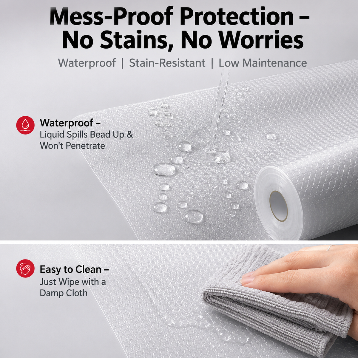 Asoricing Plastic Shelf Liner, Clear EVA Waterproof Drawer Mat for Pantry, Non-Slip Kitchen Cabinet Protector, 18in x 16.4ft