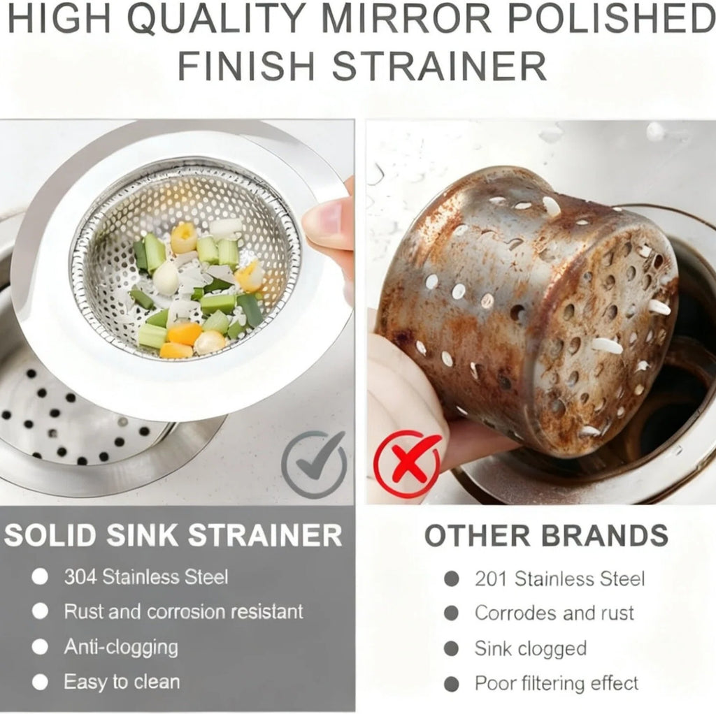 Asoricing Sink Drain Strainer, Kitchen Sink Drain Strainer, Stainless Steel Material, Prevent Blockage, Durable and Long-Lasting, Wide Edge Kitchen Sink Filter (3 Pack)