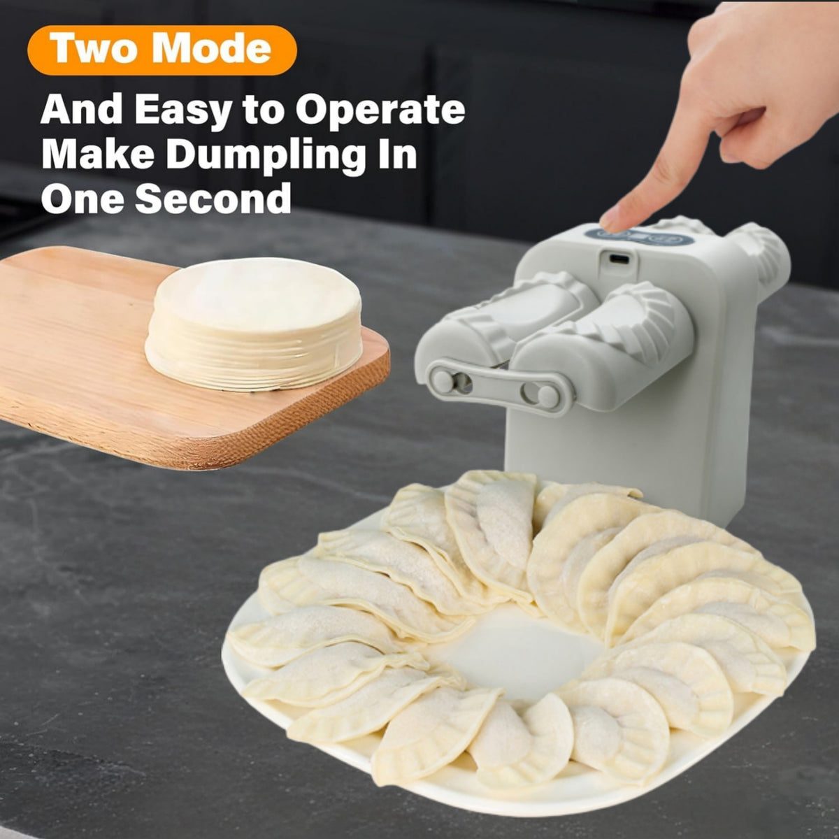 Asoricing Dual Head Dumpling Maker, Auto Press + LCD Timer, Home Kitchen, Quick Wrap, Water Brush
