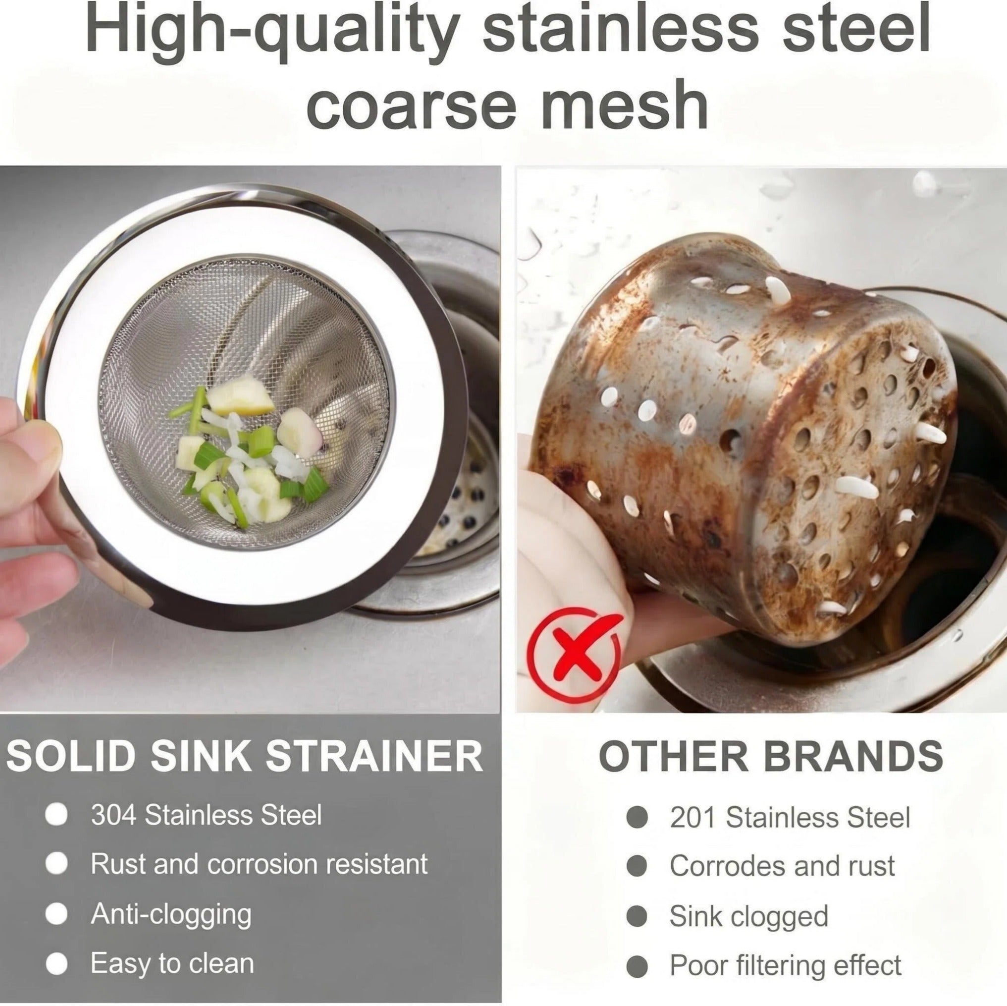 Asoricing 3 Pcs Sink Drain Strainer, Shower Drain Cover, Anti-Clogging, Stainless Steel Material, Common for Kitchen, Toilet, and Sewer