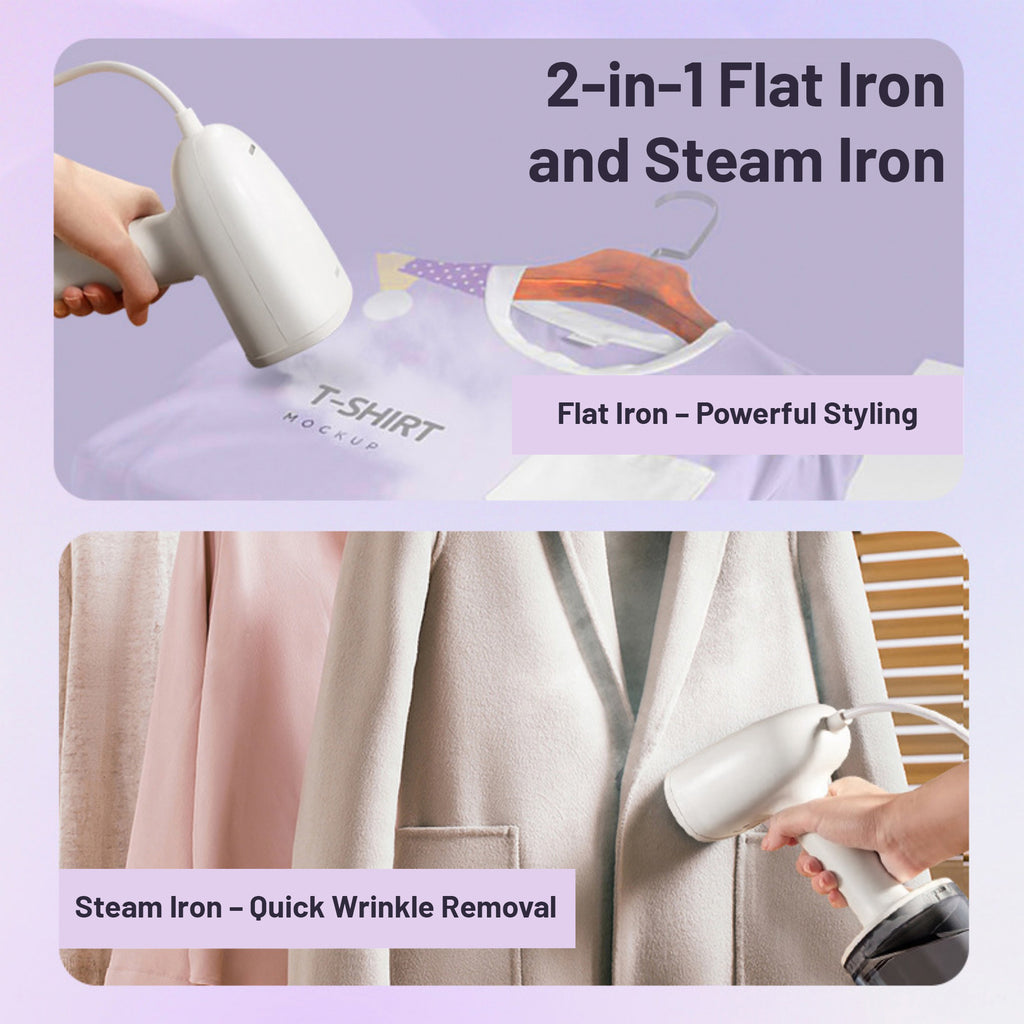 Asoricing Steamer for Clothes, Handheld Garment Steamer for Clothes, Flat Iron and Steam Press in One, Portable, High-Powered, Large Water Tank, Beige