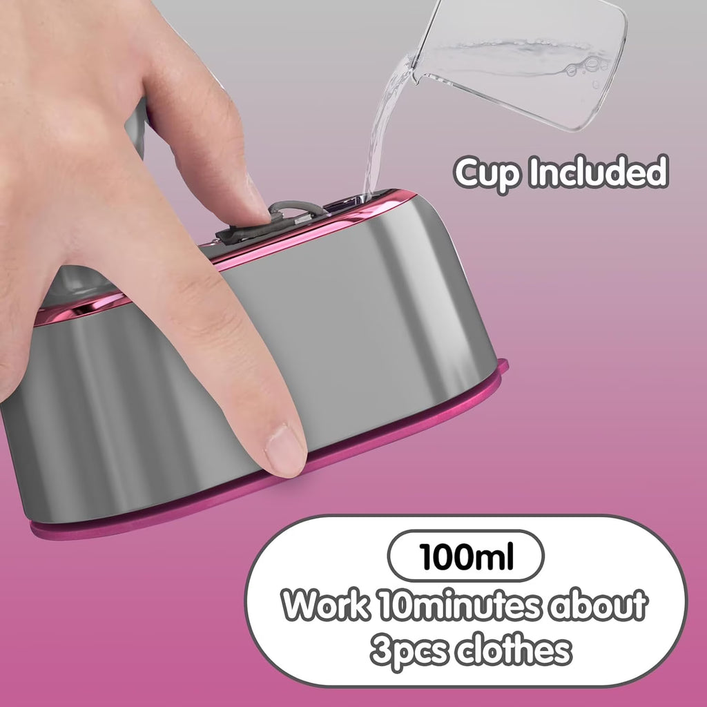 Asoricing Travel Steamer Iron for Clothes - Portable Ironing Machine Travel Small Size - Gray&Pink