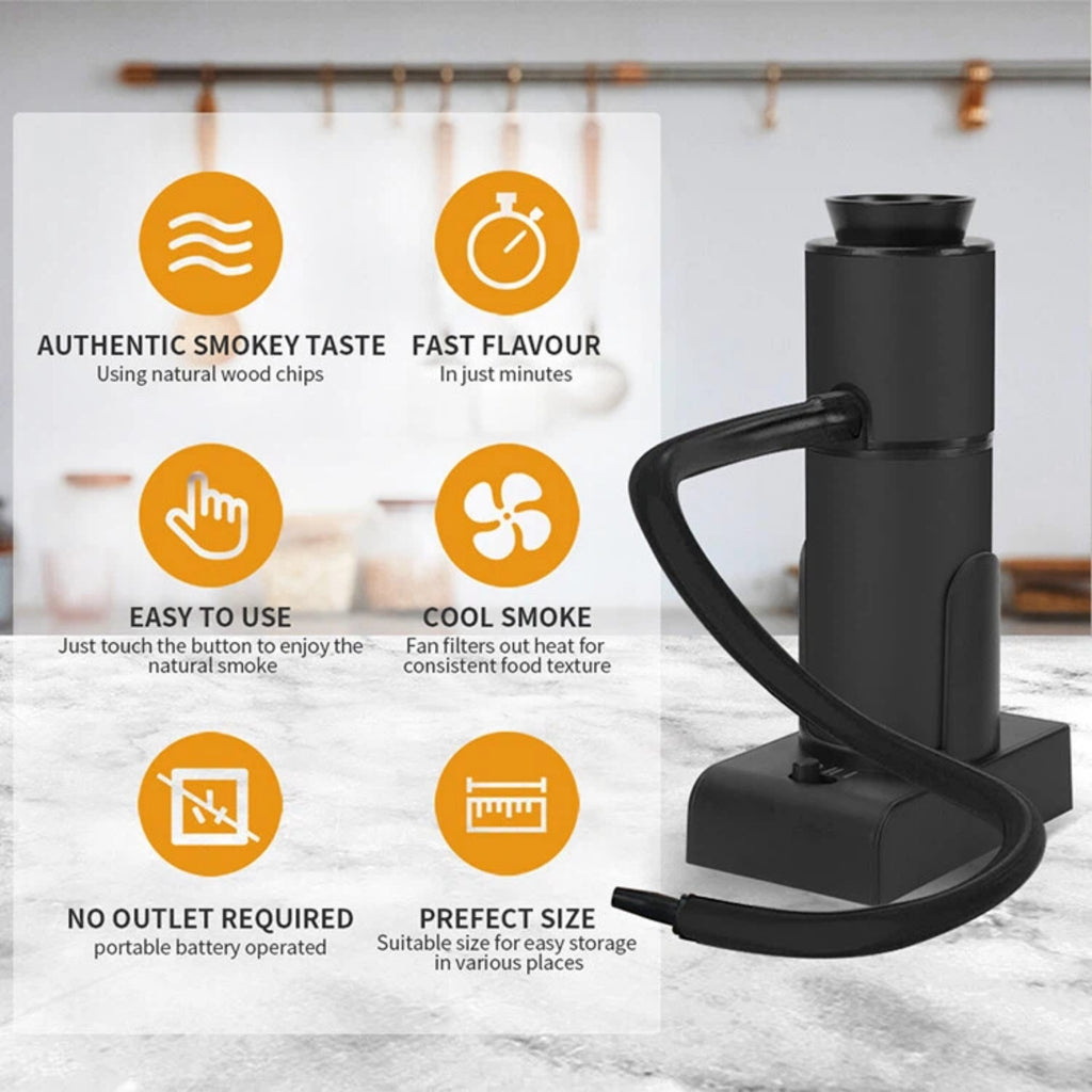 Asoricing Smoking Gun Food Smoker, Portable Handheld Smoke Infuser for Kitchen, Steak, Salmon, Cocktails, Molecular Gastronomy, Cold Smoke Generator, Black