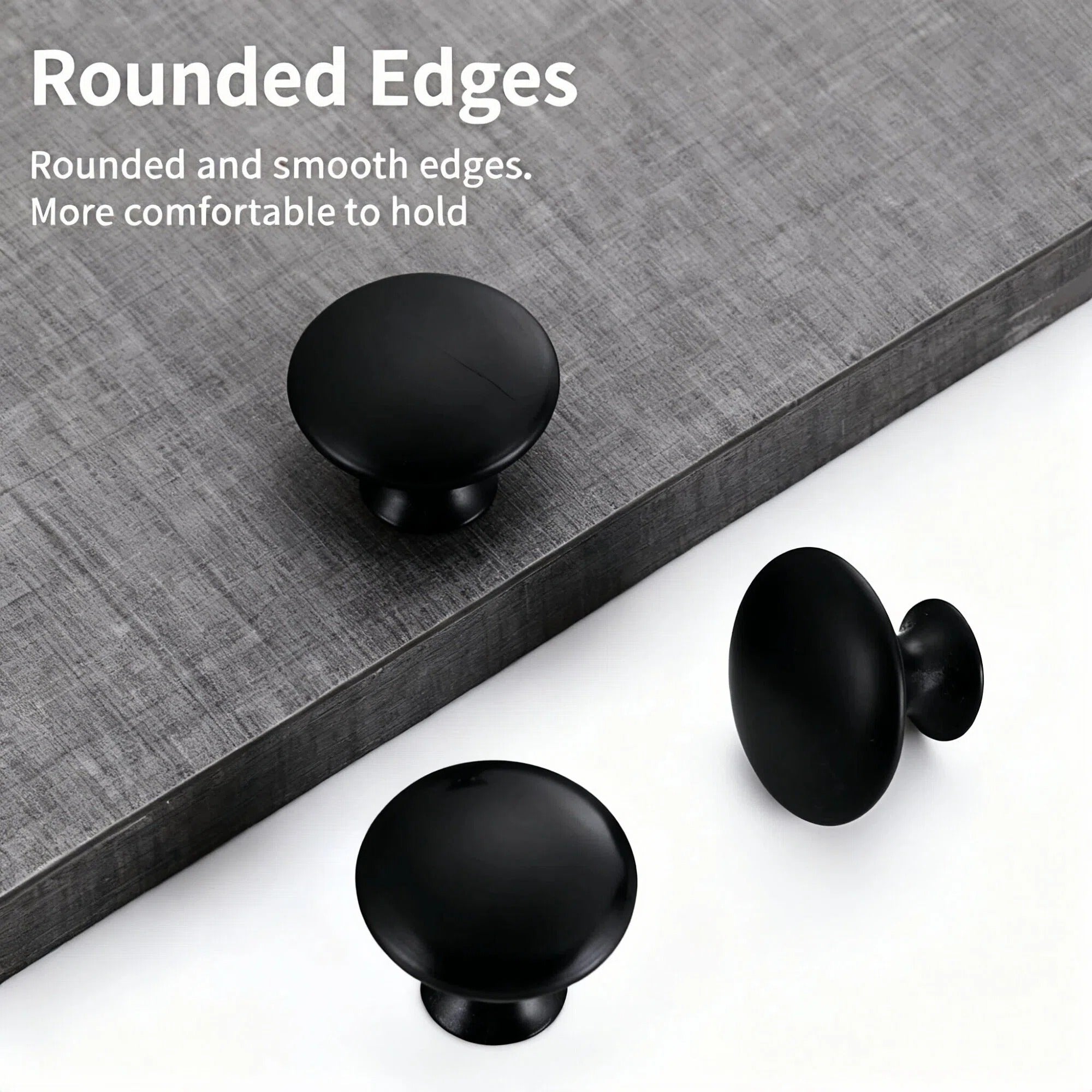 Asoricing Cabinet Handles, Kitchen Cabinet Handles, Round Thumb Single Hole Handle, Mushroom Head, Stainless Steel, A Set of 40 Pc, Black