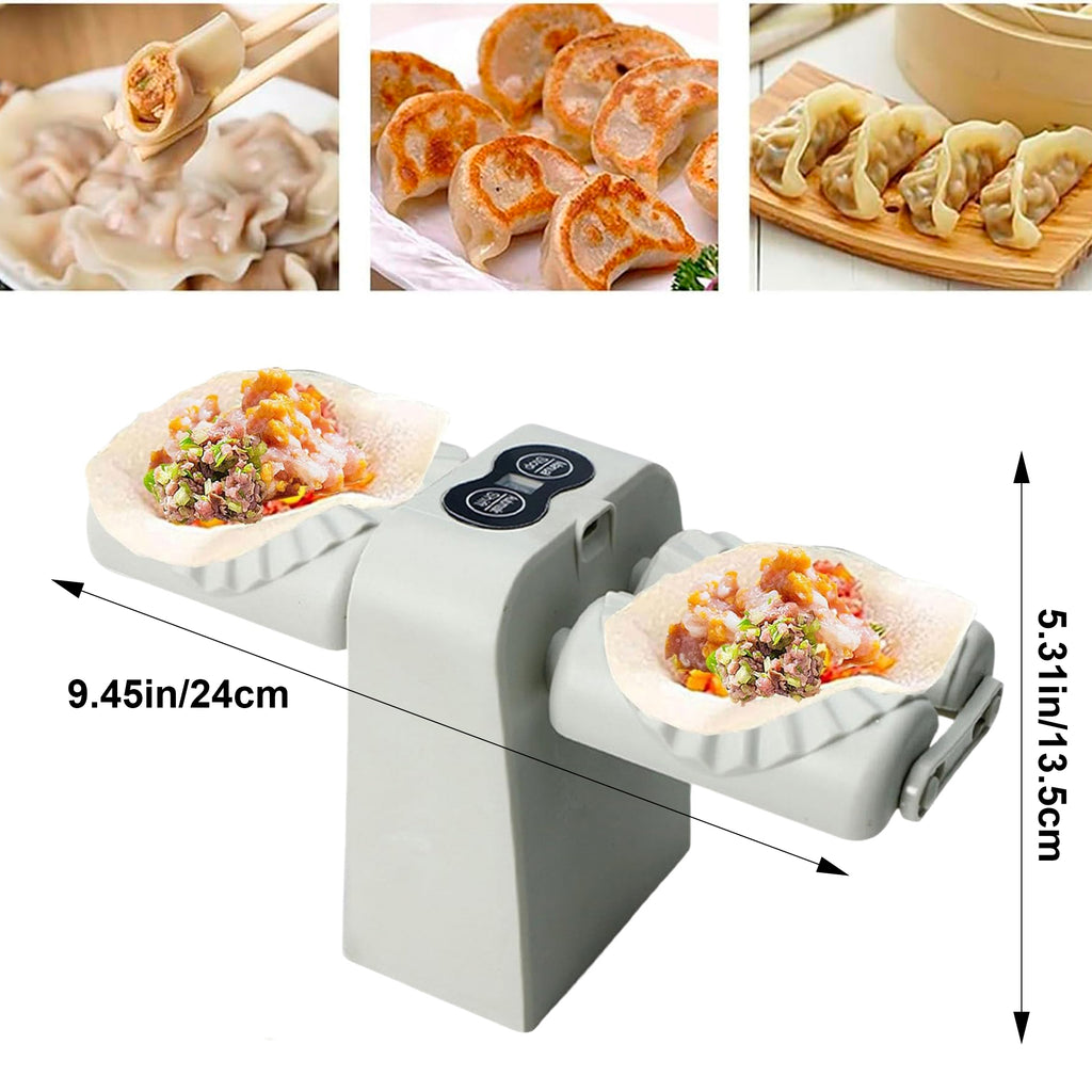 Asoricing Dual Head Dumpling Maker, Auto Press + LCD Timer, Home Kitchen, Quick Wrap, Water Brush