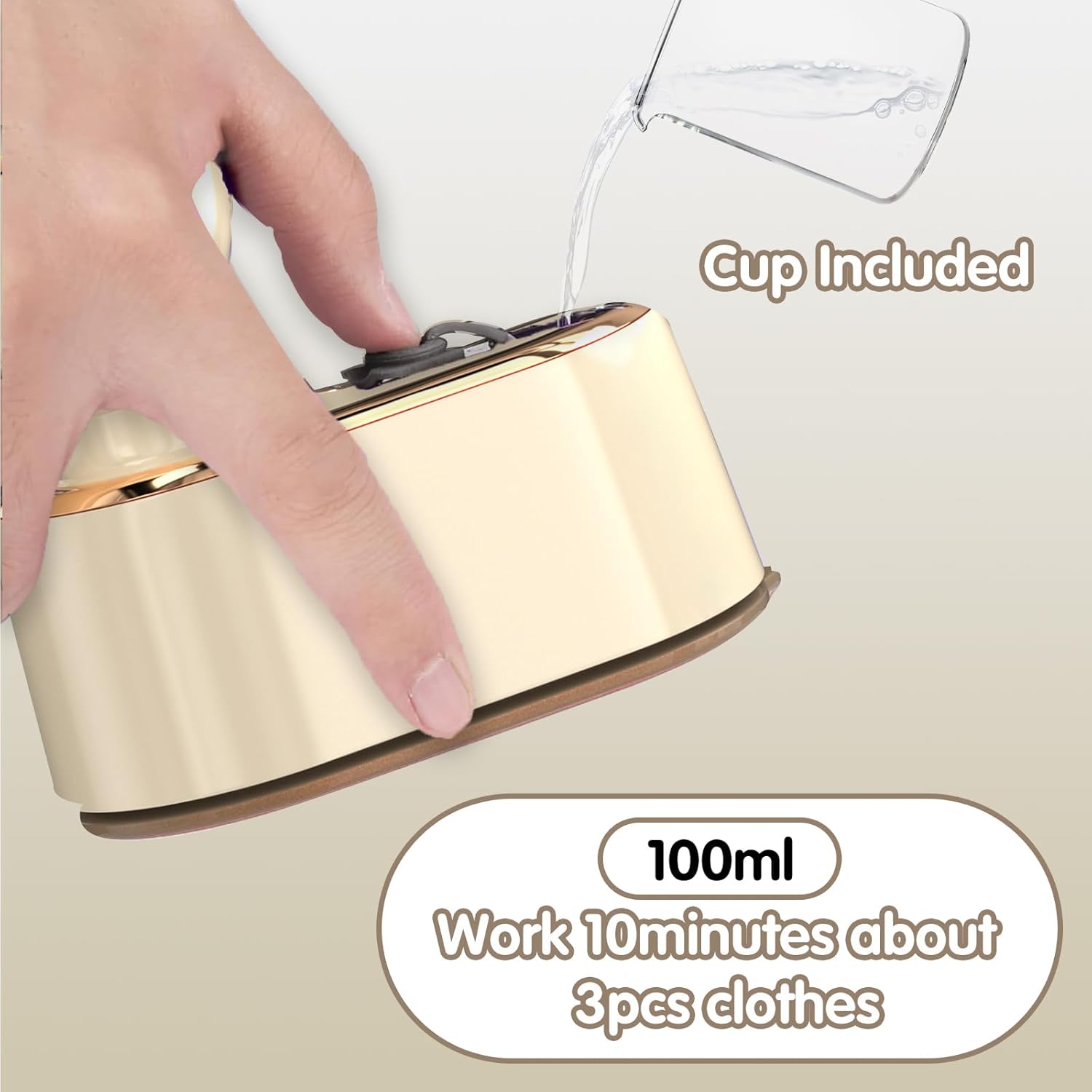 Asoricing Travel Steamer Iron for Clothes, Mini Portable Ironing Machine, Travel Small Size, Portable Steamer Travel College Dorm Home Essentials, Beige