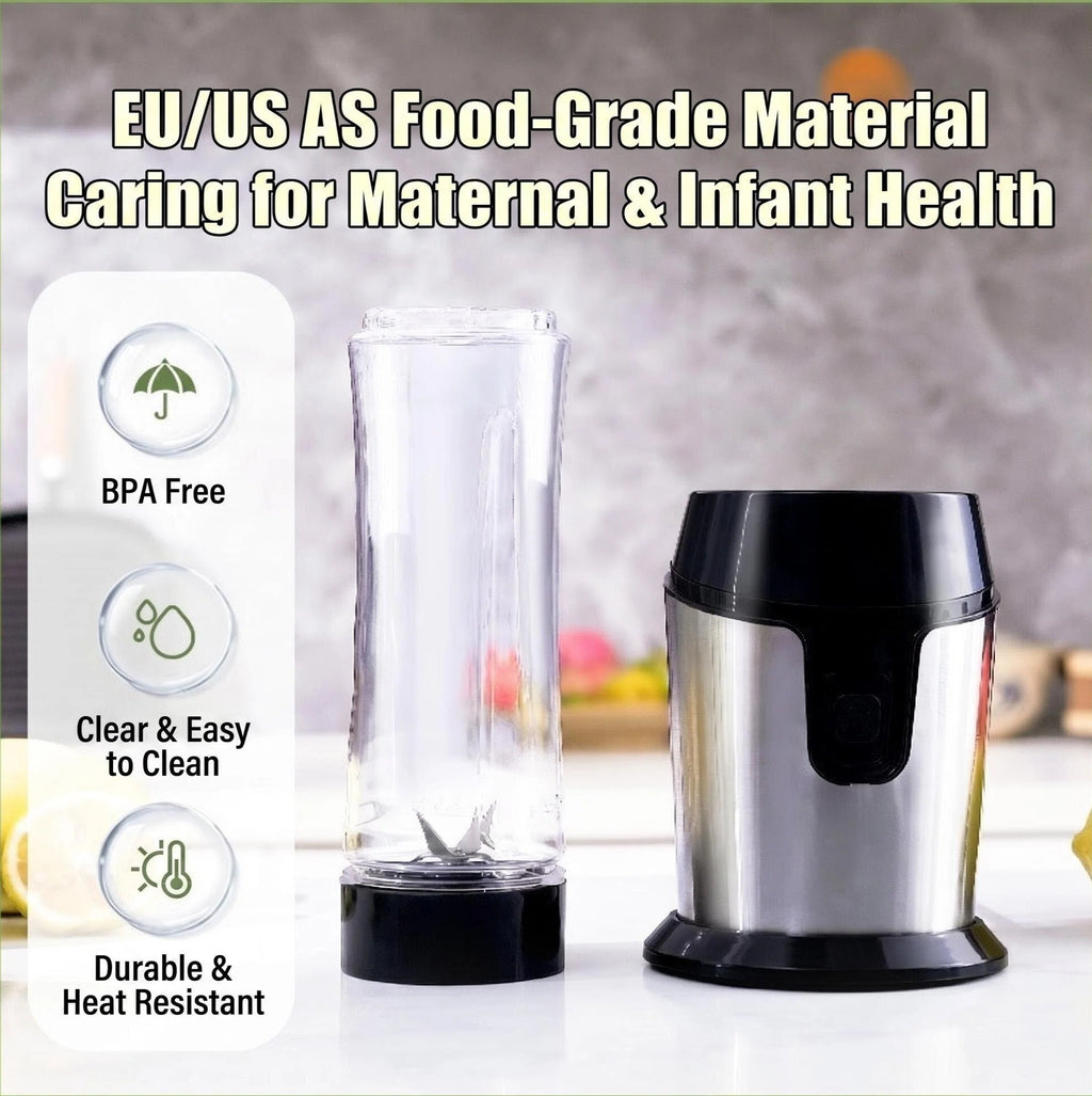 Asoricing Portable Blender, 600ML Personal Smoothie Blender Cup, 4-Blade 3D Stainless Steel Blades, Double-Layer Design, 22000 RPM High-Speed, 110V–240V, Black