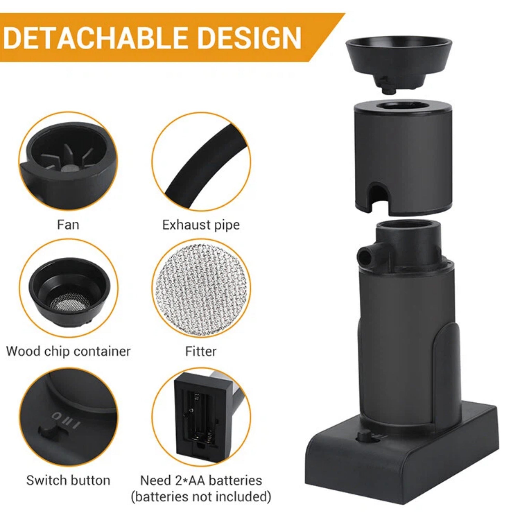 Asoricing Smoking Gun Food Smoker, Portable Handheld Smoke Infuser for Kitchen, Steak, Salmon, Cocktails, Molecular Gastronomy, Cold Smoke Generator, Black
