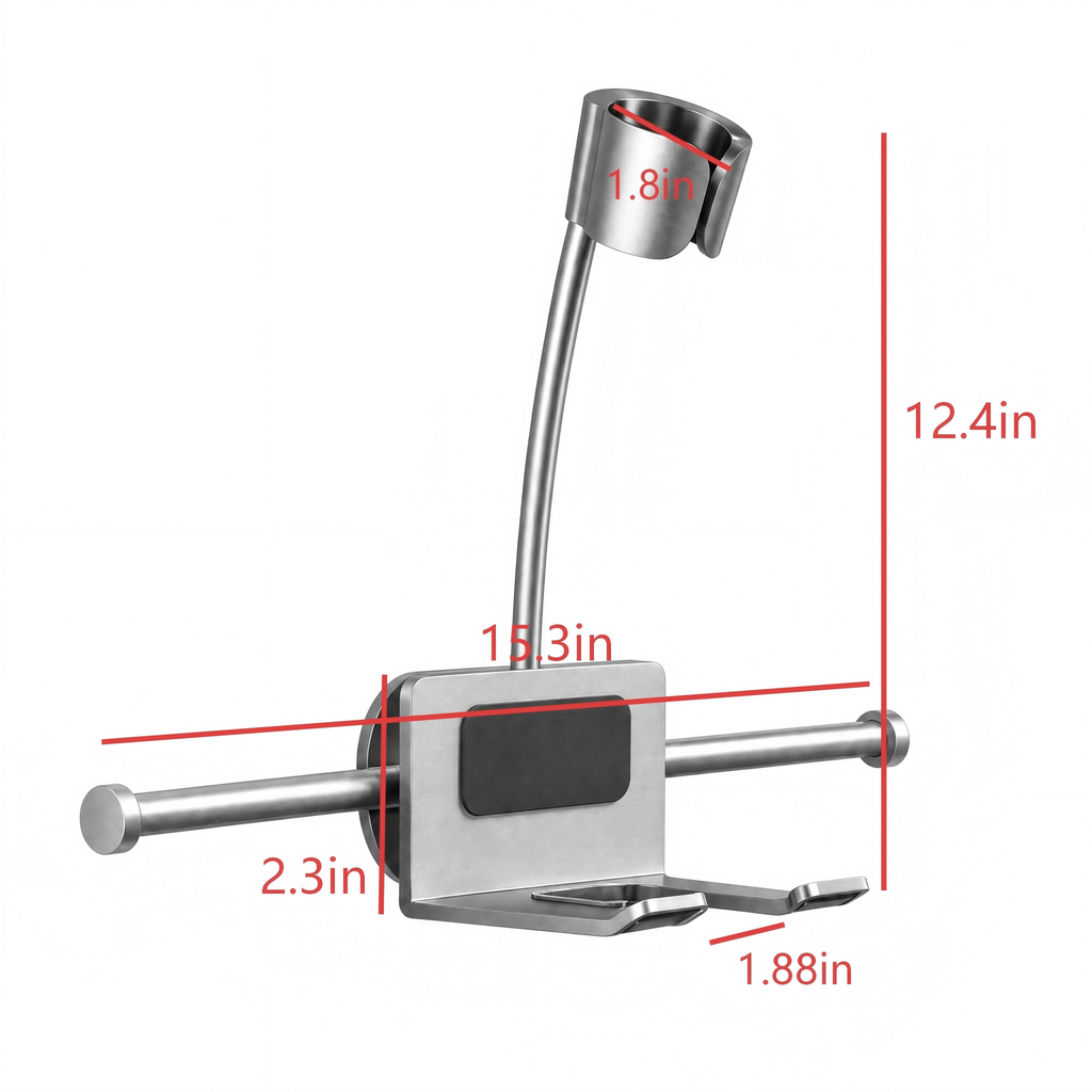 Asoricing Wall-Mount Hair Dryer Holder with Shelf, No-Drill Adhesive Hands-Free Blow Dryer Stand,180° Rotating Adjustable Hair Tool Organizer for Bathroom, Fits Curling Iron & Flat Iron