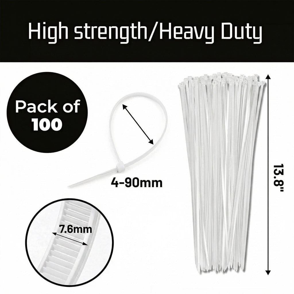 Asoricing 100 Pack Zip Ties, Heavy Duty Cable Ties, Wire Ties for Indoor and Outdoor (13.5 inch)