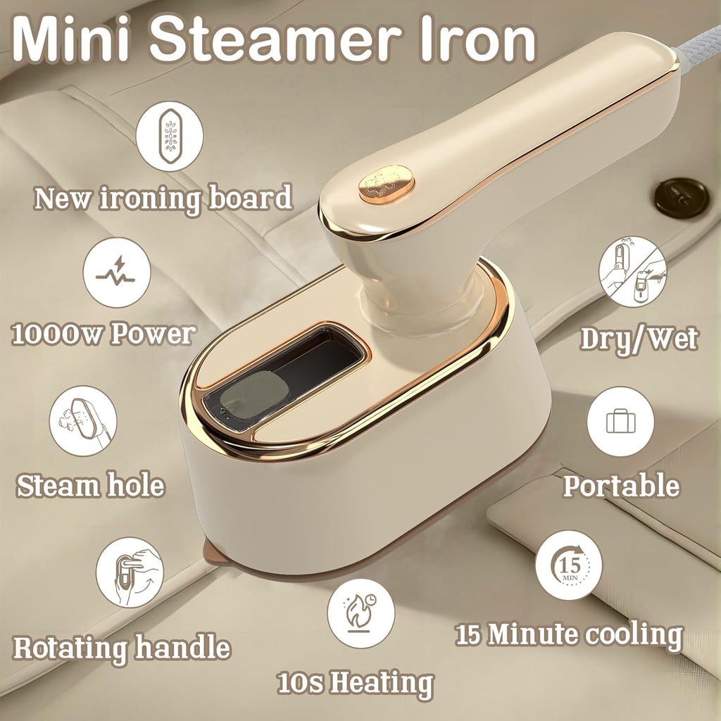 Asoricing Travel Steamer Iron for Clothes, Mini Portable Ironing Machine, Travel Small Size, Portable Steamer Travel College Dorm Home Essentials, Beige