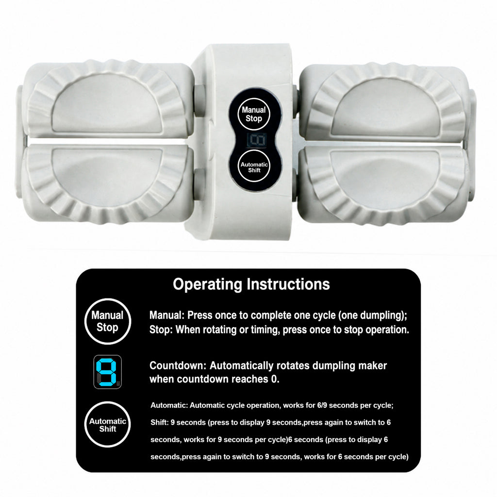 Asoricing Dual Head Dumpling Maker, Auto Press + LCD Timer, Home Kitchen, Quick Wrap, Water Brush