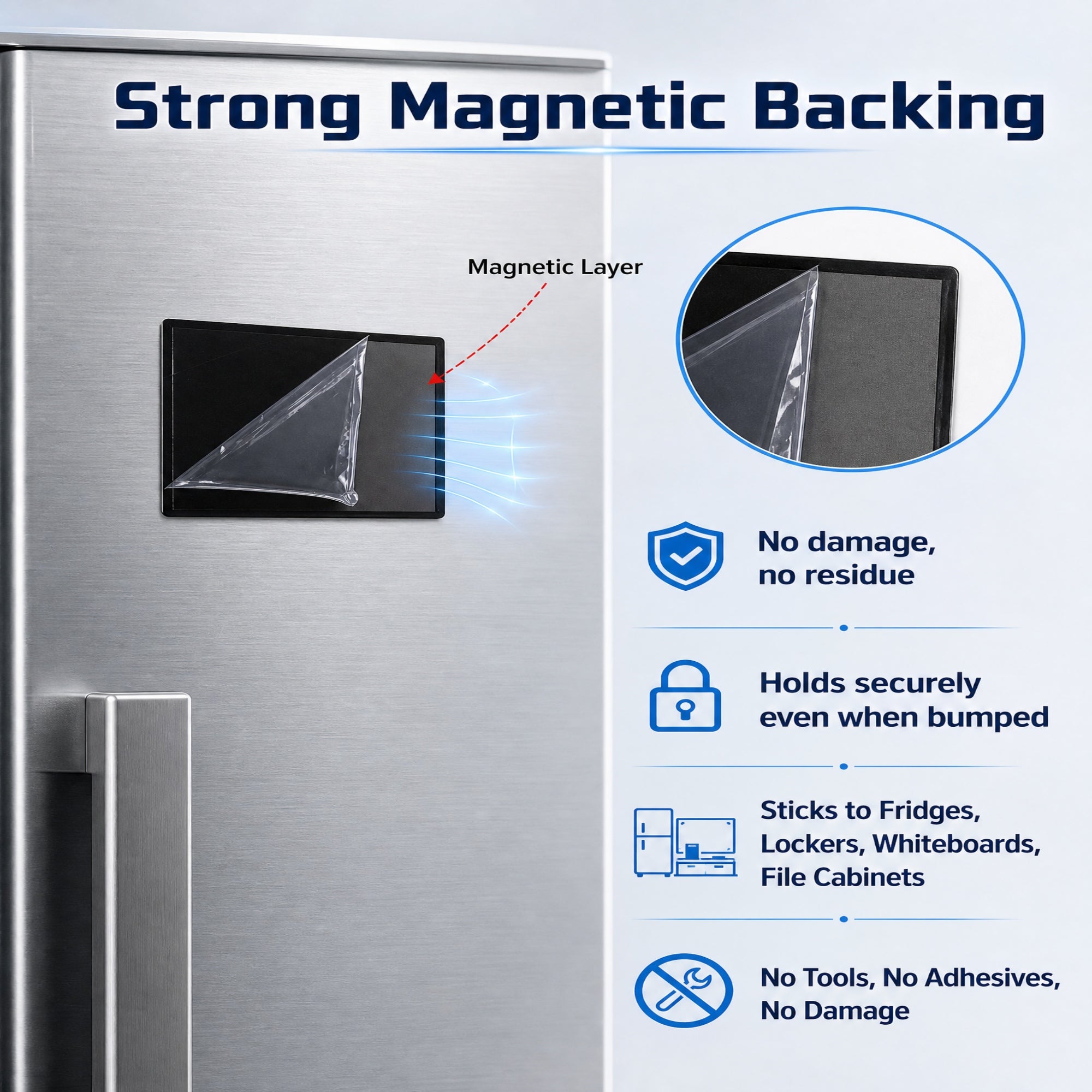 Asoricing 12-Pack Magnetic PVC Photo Frames, 5 x 7 Inches Reusable Picture Frame Magnets for Refrigerator, Locker & Whiteboard, Photo Display for Home or Office