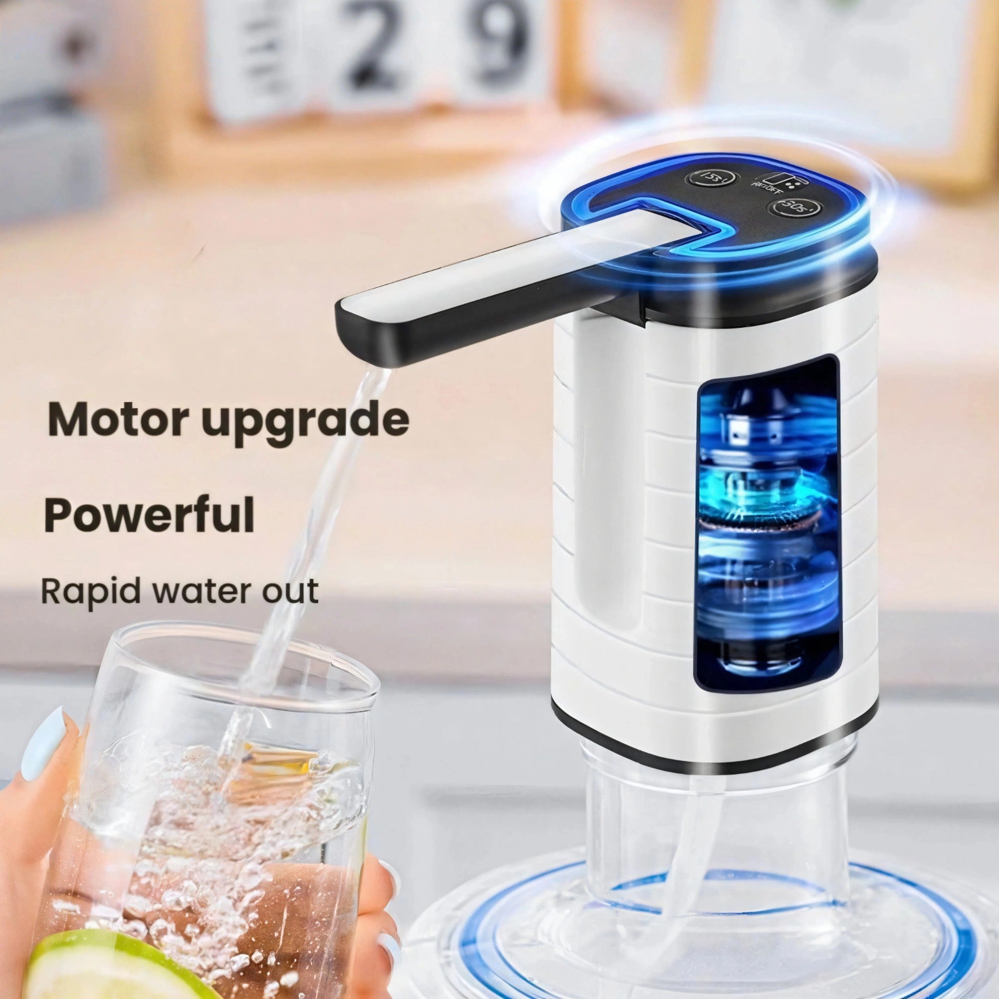 Asoricing Foldable Spout Electric Water Pump, 9CM Extension, Type-C Rechargeable, Universal Fit for 3-5 Gallon Bottles,White