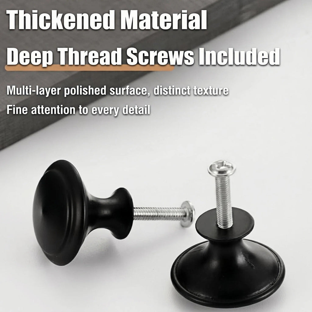 Asoricing Cabinet Handles, Kitchen Cabinet Handles, Round Thumb Single Hole Handle, Mushroom Head, Stainless Steel, A Set of 40 Pc, Black