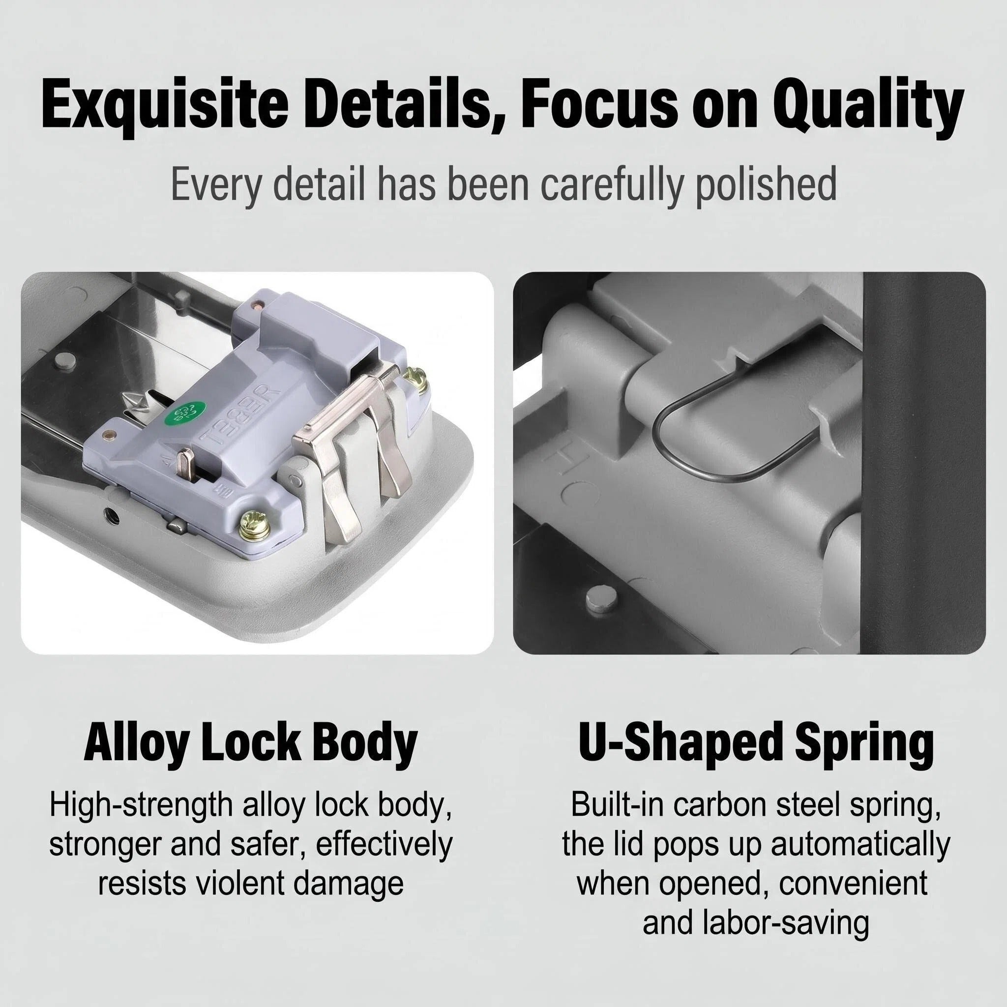 Asoricing Key Lock Box, Portable Wall Mount Lockbox Security Safe Box for Outside Outdoor Home Office Door Handle House Key, Gray