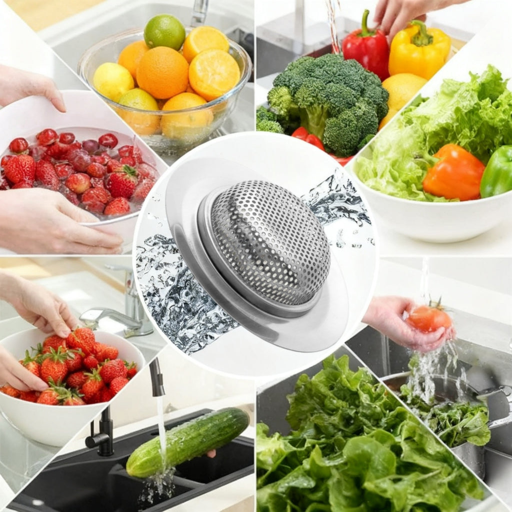 Asoricing Sink Drain Strainer, Kitchen Sink Drain Strainer, Stainless Steel Material, Prevent Blockage, Durable and Long-Lasting, Wide Edge Kitchen Sink Filter (3 Pack)