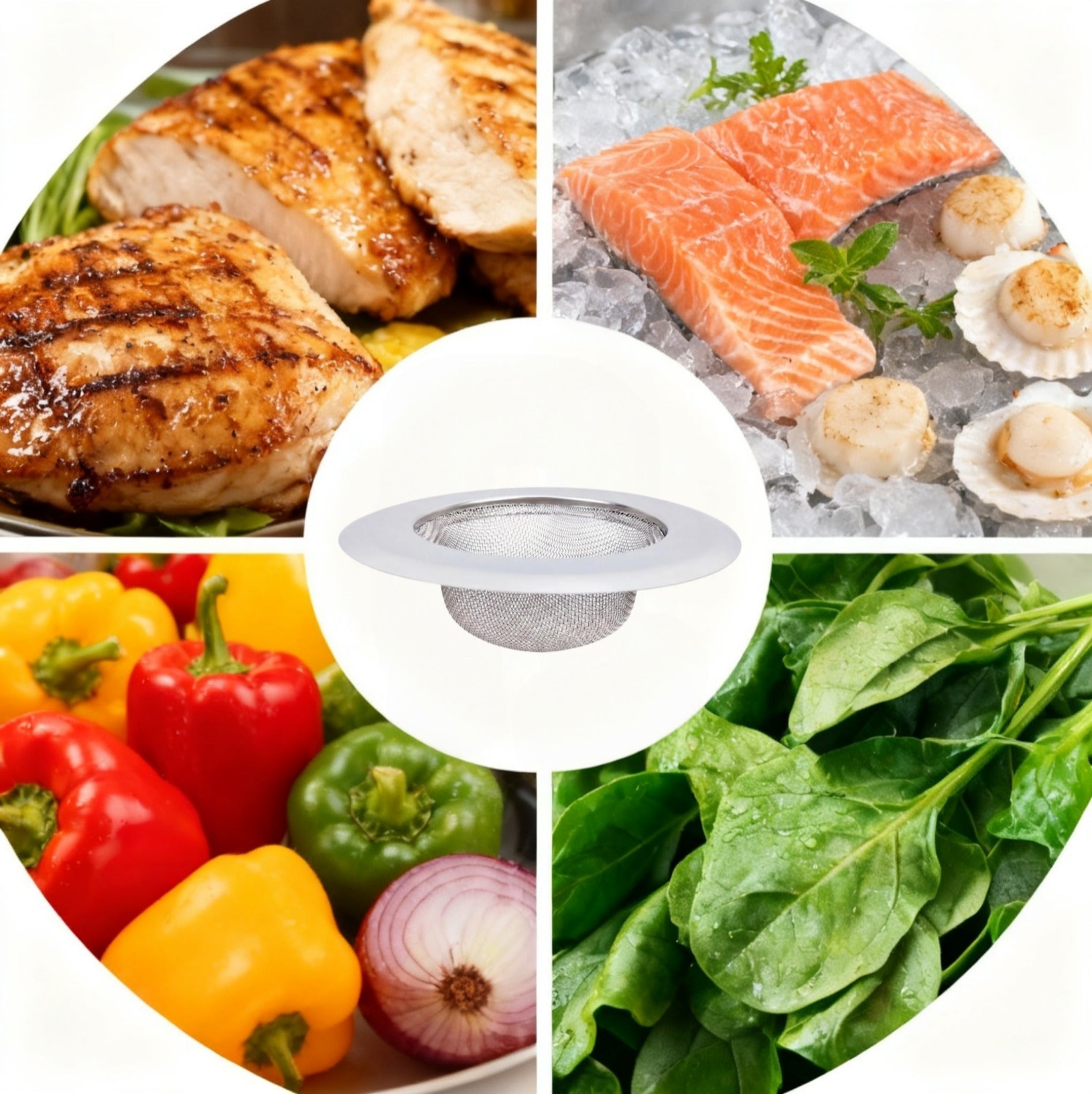 Asoricing 3 Pcs Sink Drain Strainer, Shower Drain Cover, Anti-Clogging, Stainless Steel Material, Common for Kitchen, Toilet, and Sewer