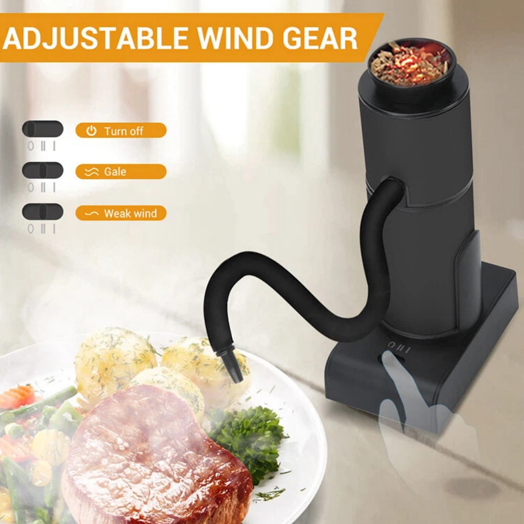 Asoricing Smoking Gun Food Smoker, Portable Handheld Smoke Infuser for Kitchen, Steak, Salmon, Cocktails, Molecular Gastronomy, Cold Smoke Generator, Black
