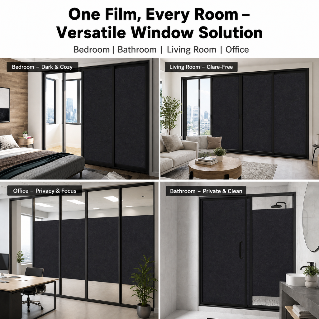 Asoricing Window Film Privacy, 19.6in x 78.7in Static Cling Glass Tint, No Glue Window Blackout Film for Inside Home, Bedroom, and Bathroom, Matte Frosted, Gray
