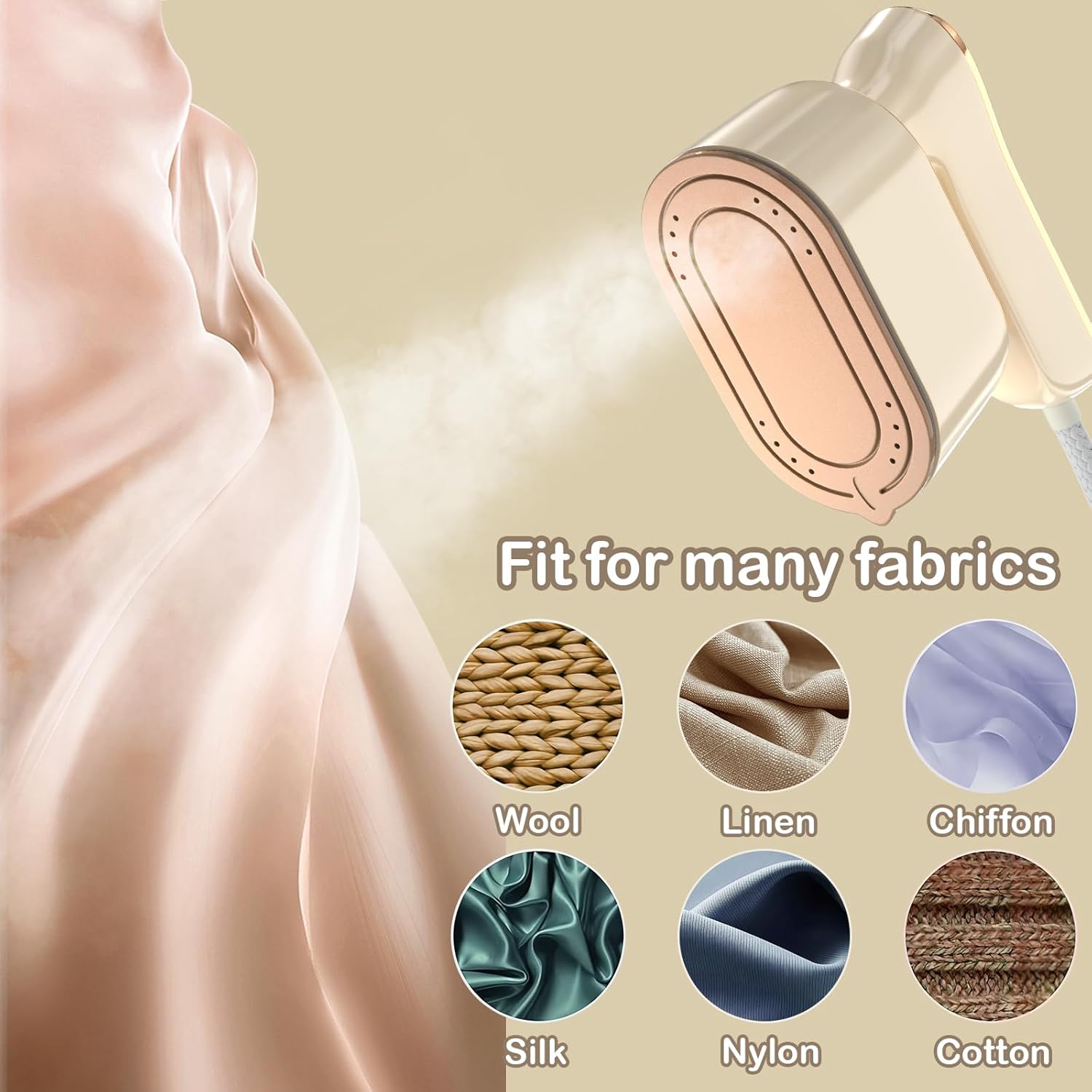 Asoricing Travel Steamer Iron for Clothes, Mini Portable Ironing Machine, Travel Small Size, Portable Steamer Travel College Dorm Home Essentials, Beige