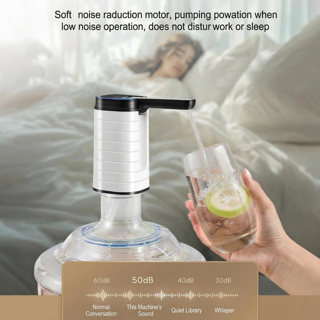 Asoricing Foldable Spout Electric Water Pump, 9CM Extension, Type-C Rechargeable, Universal Fit for 3-5 Gallon Bottles,White