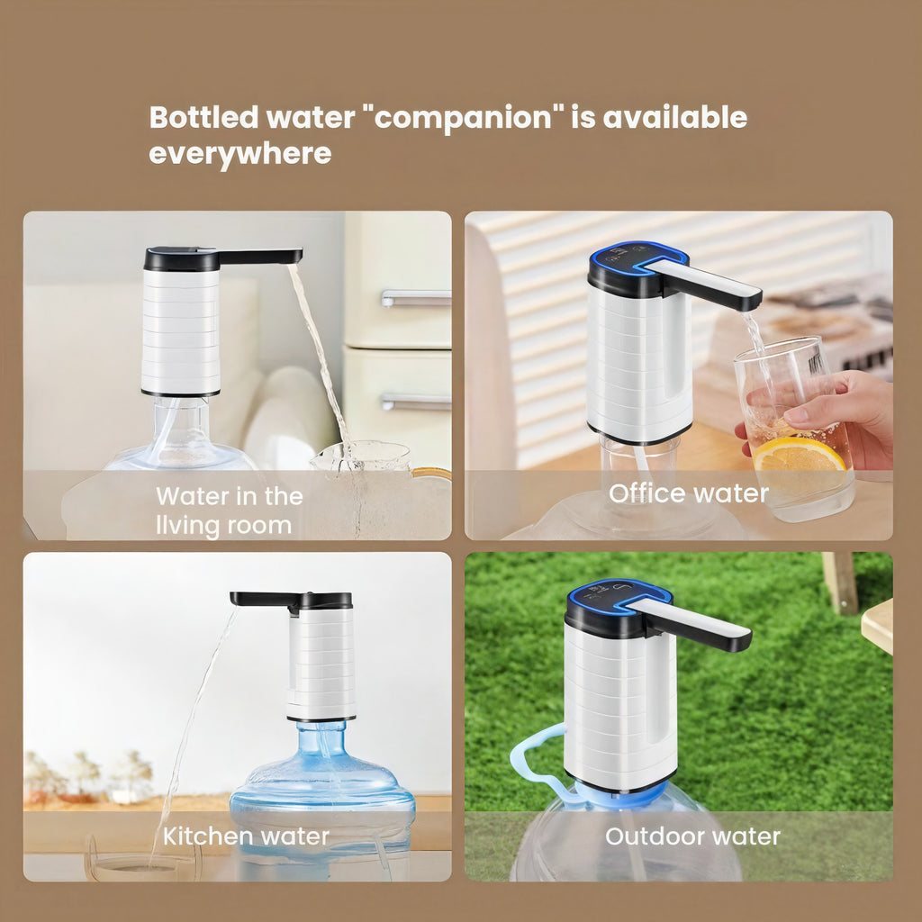 Asoricing Foldable Spout Electric Water Pump, 9CM Extension, Type-C Rechargeable, Universal Fit for 3-5 Gallon Bottles,White
