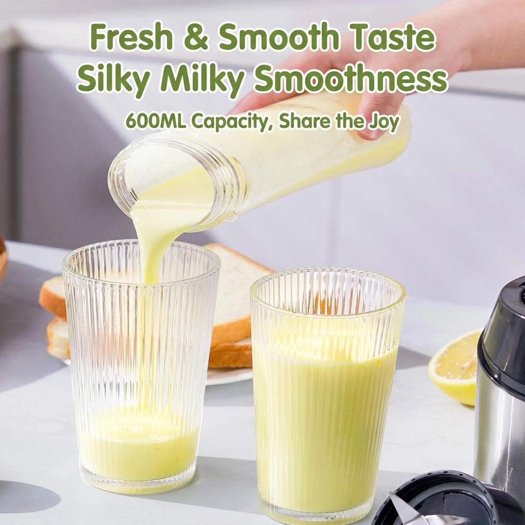Asoricing Portable Blender, 600ML Personal Smoothie Blender Cup, 4-Blade 3D Stainless Steel Blades, Double-Layer Design, 22000 RPM High-Speed, 110V–240V, Black